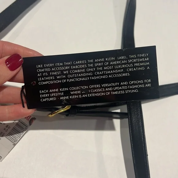 Anne Klein Vintage Black Leather Deadstock Crossbody Purse Gold Hardware - Picture 7 of 13